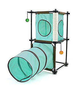 Kitty City Steel Claw Passage Cat Furniture Green, 2 Levels (SPO-0583)