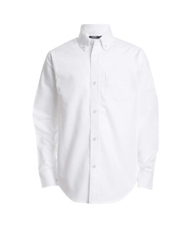 Izod boys Long Sleeve Solid Button-Down Oxford Shirt, White, 3T3