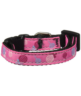 Mirage Pet Products Lollipops Nylon Ribbon collar for Pets Small Bright Pink