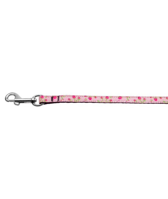 Mirage Pet Products Roses Nylon Ribbon Leash for Pets 38-Inch by 4-Feet Light Pink