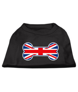 Mirage Pet Products 12-Inch Bone Shaped United Kingdom Union Jack Flag Screen Print Shirts for Pets Medium Black