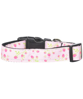 Mirage Pet Products Roses Nylon Ribbon collar for Pets Medium Light Pink