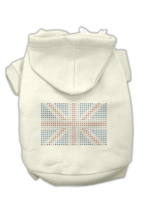 Mirage Pet Products 8-Inch British Flag Hoodies, X-Small, Cream