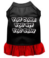Mirage Pet Products 12-Inch You Come, You Sit, You Stay Screen Print Dress, Medium, Black with Pink
