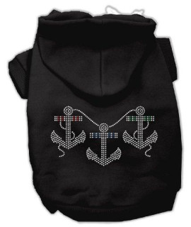 Mirage Pet Products 8-Inch Rhinestone Anchors Hoodies, X-Small, Black