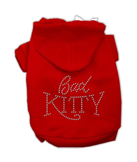 Mirage Pet Products 16-Inch Bad Kitty Rhinestud Hoodie, X-Large, Red