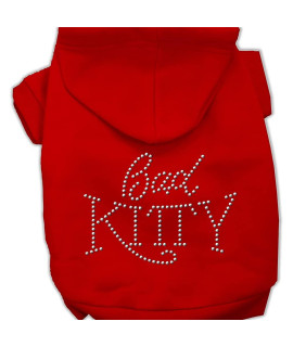 Mirage Pet Products 8-Inch Bad Kitty Rhinestud Hoodie, X-Small, Red