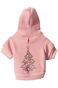 Mirage Pet Products 8-Inch Christmas Tree Hoodie, X-Small, Pink
