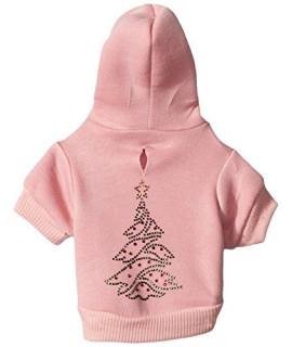 Mirage Pet Products 8-Inch Christmas Tree Hoodie, X-Small, Pink