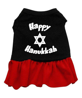 Mirage Pet Products 12-Inch Happy Hanukkah Screen Print Dress, Medium, Black with Red