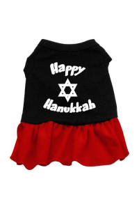 Mirage Pet Products 16-Inch Happy Hanukkah Screen Print Dress, X-Large, Black with Red
