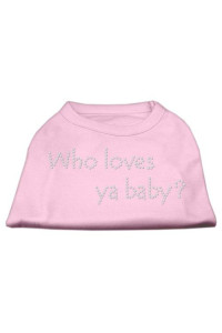 Mirage Pet Products Who Loves Ya Baby Rhinestone Pet Shirt, Large, Light Pink