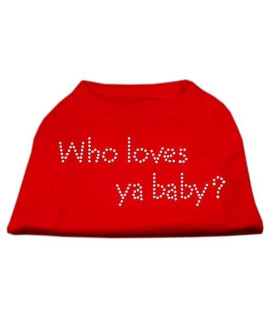 Mirage Pet Products Who Loves Ya Baby Rhinestone Pet Shirt, Large, Red