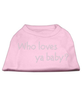 Mirage Pet Products Who Loves Ya Baby Rhinestone Pet Shirt, Small, Light Pink