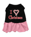 Mirage Pet Products 12-Inch I Love Christmas Screen Print Dress, Medium, Black with Pink