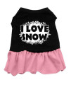 Mirage Pet Products 12-Inch I Love Snow Screen Print Dress, Medium, Black with Pink