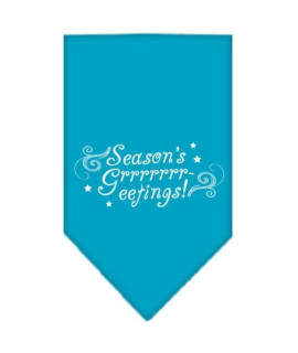 Mirage Pet Products Seasons greetings Screen Print Bandana for Pets Large Turquoise