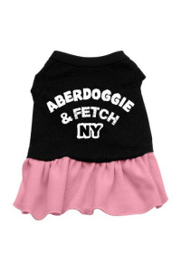 Mirage Pet Products 12-Inch Aberdoggie NY Dress, Medium, Black with Pink