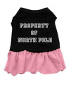 Mirage Pet Products 10-Inch Property of North Pole Screen Print Dress, Small, Black with Pink
