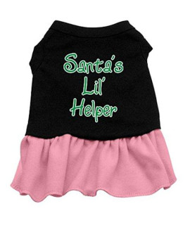 Mirage Pet Products 12-Inch Santas Lil Helper Screen Print Dress, Medium, Black with Pink
