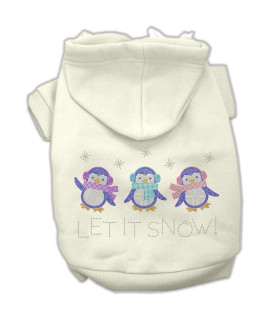 Mirage Pet Products 8-Inch Let it Snow Penguins Rhinestone Hoodie, X-Small, Cream