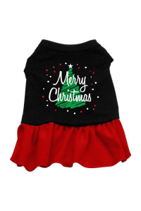 Mirage Pet Products 12-Inch Scribble Merry Christmas Screen Print Dress, Medium, Black with Red