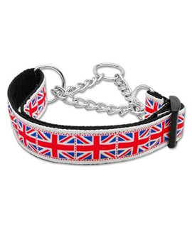 Mirage Pet Products Tiled Union Jack UK Flag Nylon Ribbon Collar Martingale for Pets, Large