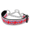 Mirage Pet Products Tiled Union Jack UK Flag Nylon Ribbon Collar Martingale for Pets, Large