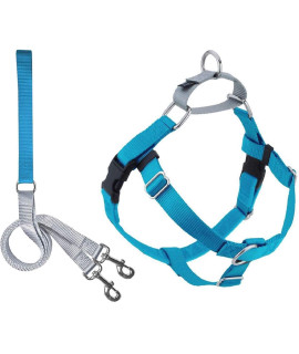 2 Hounds Design Freedom No Pull Dog Harness | Adjustable Gentle Comfortable Control for Easy Dog Walking |for Small Medium and Large Dogs | Made in USA | Leash Included | 1" XL Turquoise