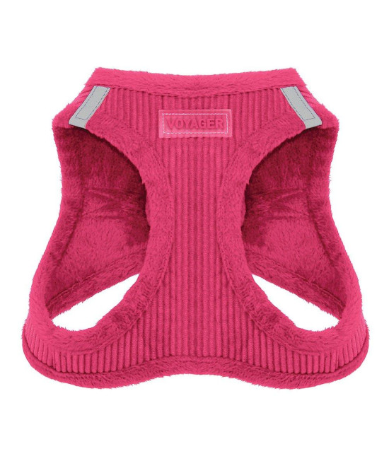 Voyager Step-In Plush Dog Harness - Soft Plush, Step In Vest Harness for Small and Medium Dogs by Best Pet Supplies - Fuchsia corduroy, L (chest: 18 - 205)