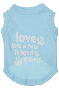 Mirage Pet Products Love is a Four Leg Word Screen Print Shirt Baby Blue Sm (10)