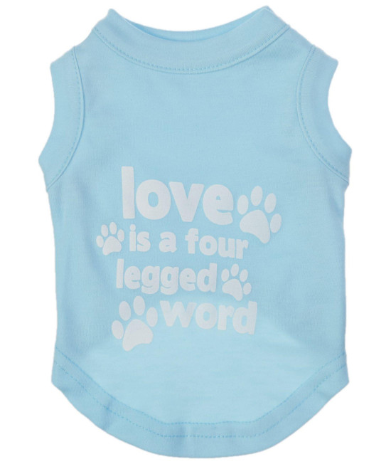Mirage Pet Products Love is a Four Leg Word Screen Print Shirt Baby Blue Sm (10)