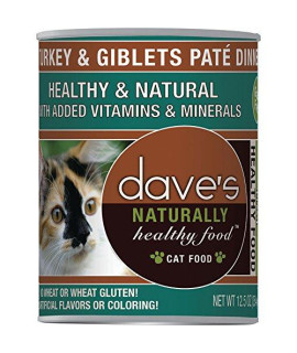 Dave's Pet Food Naturally Healthy Grain Free Turkey & Giblets Pate Cat Food DP11321 12.5 oz