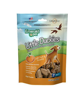 Emerald Pet - Dog Treats for Small and Large Dogs, Duck and Pumpkin, All-Natural Real Meat, Mini Training Treats, High Protein, Grain-Free, Gluten-Free (Little Duckies, Duck, Pumpkin, 5 Ounce)