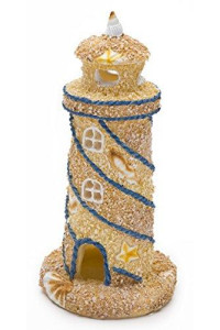 Penn-Plax Deco-Replicas Sand & Seashell Lighthouse Aquarium Ornament  Safe for Freshwater and Saltwater Tanks  Small Size (RR1050)