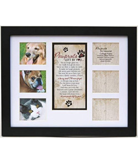 Pet Memorial Collage Frame for Dog or Cat with Sympathy Pawprints Left by You Poem - Made in the USA