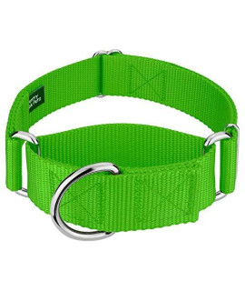 Country Brook Petz - Vibrant 15 Color Selection - Martingale Heavyduty Nylon Dog Collar (Medium, 1 1/2 Inch Wide, Hot Lime Green)