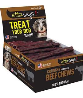 ETTA SAYS! Crunchy Beef Dog Chews Box of 36 - 4.5 Beef Dog Chews - Made in The USA, Grain-Free, Good for Teeth, Easy to Digest