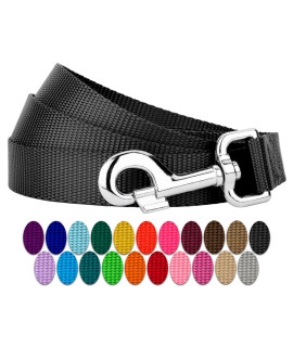 country Brook Petz - 1 Inch Solid color Nylon Dog Leash - Durable clip - Soft Handle (1 Inch Wide, 6 Foot, Black)