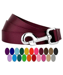 Country Brook Petz - Nylon Dog Leash - Strong, Durable, Traditional Style Leash with Easy to Use Snap - 25+ Colors (3/4 Inch Wide, 6 Foot, Burgundy)