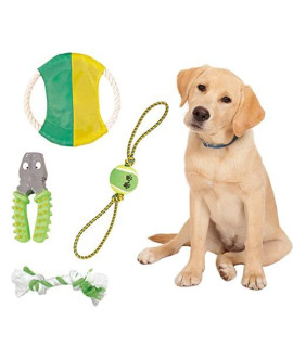 Pet Life 4 Piece Jute Rope and Rubberized Squeak chew Pet Dog Toy gift Set