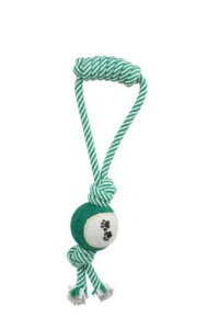 Pet Life Pull Away All Natural Recyclable Jute Rope And Tennis Ball Pet Dog Toy, One Size, Green