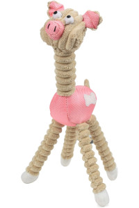 Pet Life 'Giraffe Pig' All Natural Recyclable Jute Rope and Squeak Chew Pet Dog Toy