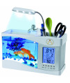 PET LIFE All-In-One Digital Desktop Aquarium and Staionary Office Organizer One Size White