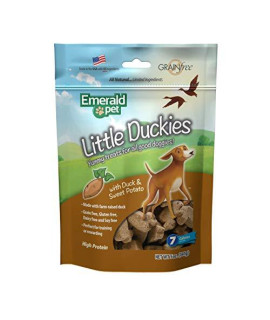 Emerald Pet - Dog Treats for Small and Large Dogs, Duck and Sweet Potato, All-Natural Real Meat, Mini Training Treats, High Protein, Grain-Free (Little Duckies, Duck, Sweet Potato, 5 Ounce), Brown (00426-LS)