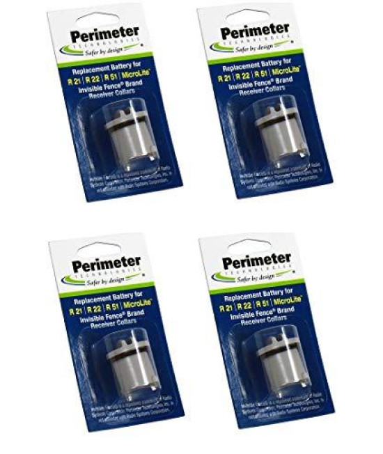 Perimeter Technologies Four Pack Dog Fence Batteries for Invisible Fence R21 or R51 Receiver Collars (4-Pack