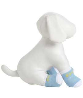 Pet Life DPF09922 4-Pack Anti-Skid Soft cotton Dog Socks with Rubber Sole grip X-SmallSmall BlueWhite