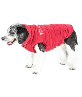 TOUCHDOG Waggin Swag Fashion Designer Reversible 3M Insulated Pet Dog Coat Jacket, X-Large, Pink / White