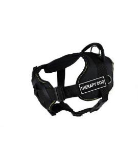 Dean & Tyler D&T FUN-cH TRPYD YT-S Fun Dog Harness with Padded chest Piece Therapy Dog Small Fits girth 56cm to 69cm Black with Yellow Trim