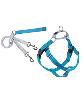 2 Hounds Design Freedom No-Pull Dog Harness and Leash, Adjustable Comfortable Control for Dog Walking, Made in USA (XSmall 5/8) (Turquoise)